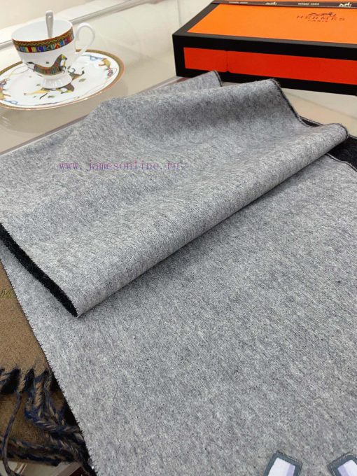 HERMES high-end double-sided cashmere scarf with double-sided embroidery and decal design, s8blglh6k - Image 14