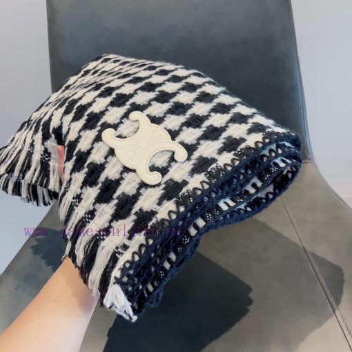 Celine Autumn/Winter 2023 Scarf Shawl, Wool 🦙 Fabric, houndstooth elements, retro and trendy1vuduxk7 - Image 6