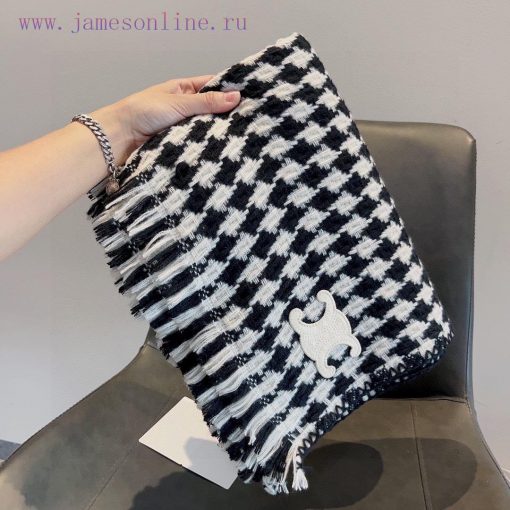 Celine Autumn/Winter 2023 Scarf Shawl, Wool 🦙 Fabric, houndstooth elements, retro and trendy1vuduxk7 - Image 7