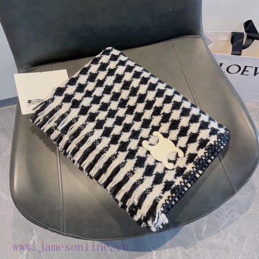 Celine Autumn/Winter 2023 Scarf Shawl, Wool 🦙 Fabric, houndstooth elements, retro and trendy1vuduxk7 - Image 14