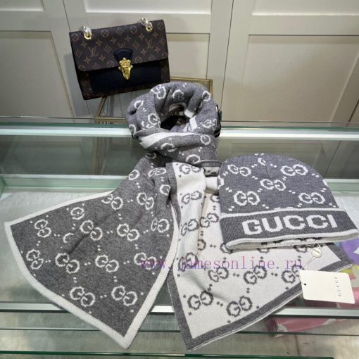 GucciGUCCI Classic Set Hat, Scarf, Cashmere Rabbit Velvet Quality Warm and Super Comfortablej49kwncc - Image 4