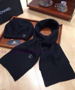 Chanel set CHANE ladies' cashmere knitted hat scarf set [Love] with beret [Love] 70% rabbit 8rzzch4t