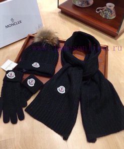 MONCLER new three piece scarf, hat, and gloves set with 70% cashmere and 30% rabbit fur for 0rcuh2mg