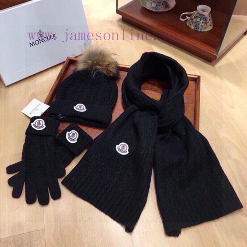 MONCLER new three piece scarf, hat, and gloves set with 70% cashmere and 30% rabbit fur for 0rcuh2mg - Image 2