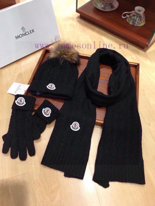 MONCLER new three piece scarf, hat, and gloves set with 70% cashmere and 30% rabbit fur for 0rcuh2mg - Image 3