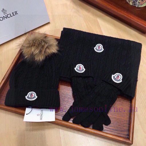 MONCLER new three piece scarf, hat, and gloves set with 70% cashmere and 30% rabbit fur for 0rcuh2mg - Image 7