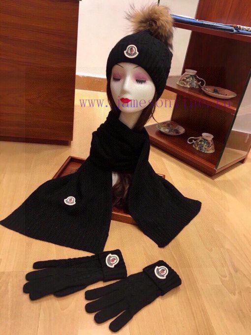 MONCLER new three piece scarf, hat, and gloves set with 70% cashmere and 30% rabbit fur for 0rcuh2mg - Image 9