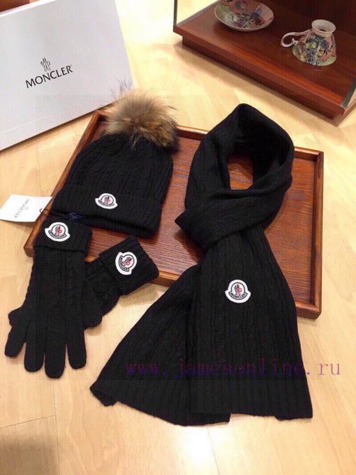 MONCLER new three piece scarf, hat, and gloves set with 70% cashmere and 30% rabbit fur for 0rcuh2mg - Image 13