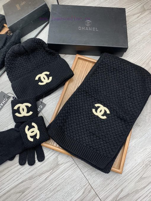 C Home Three Piece Wool Set Hat Scarf Glove Classic Set Hat Warm and Super Comfortable~Winte748ut0vo - Image 3
