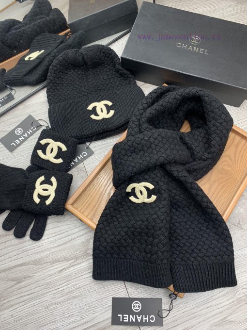 C Home Three Piece Wool Set Hat Scarf Glove Classic Set Hat Warm and Super Comfortable~Winte748ut0vo - Image 8