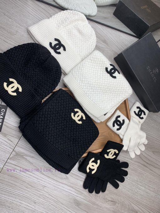C Home Three Piece Wool Set Hat Scarf Glove Classic Set Hat Warm and Super Comfortable~Winte748ut0vo - Image 10