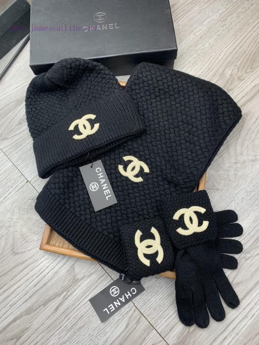 C Home Three Piece Wool Set Hat Scarf Glove Classic Set Hat Warm and Super Comfortable~Winte748ut0vo - Image 11