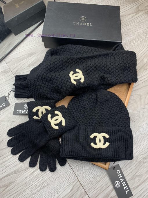 C Home Three Piece Wool Set Hat Scarf Glove Classic Set Hat Warm and Super Comfortable~Winte748ut0vo - Image 18