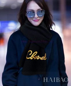 High end goods ️ Chanel gold logo knitted long scarf pure cashmere scarf never goes wrong invfwaylqq