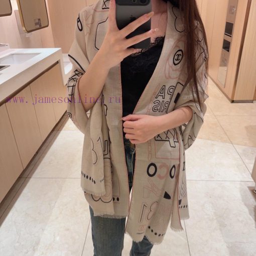 Chanel Logo Printed Velvet Cashmere Long Scarf, the Strongest Hard Product of the Year at Xil1epijzq - Image 2