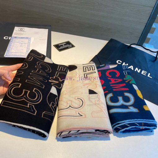 Chanel Logo Printed Velvet Cashmere Long Scarf, the Strongest Hard Product of the Year at Xil1epijzq - Image 3
