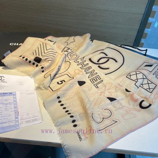 Chanel Logo Printed Velvet Cashmere Long Scarf, the Strongest Hard Product of the Year at Xil1epijzq - Image 6
