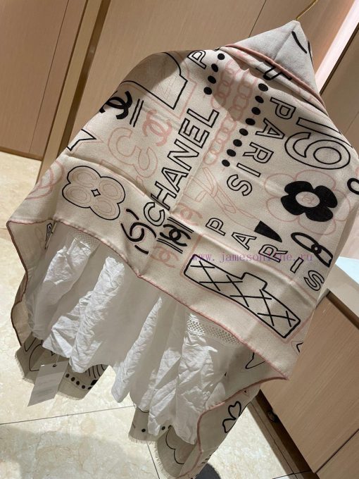 Chanel Logo Printed Velvet Cashmere Long Scarf, the Strongest Hard Product of the Year at Xil1epijzq - Image 8