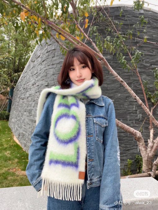 Loewe's new gradient wool mohair scarf is a Stockholm inspired warm color that falls in lovejm4oc7er - Image 10