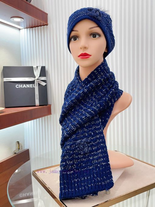 CHANEL 2023 new super heavy 2-piece set for autumn and winter includes a cashmere hat and sc65fd4dkx - Image 18
