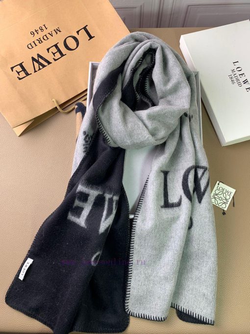 Loewe double-sided large character wool shawl long scarf is so fashionable and beautiful thazegertlj - Image 5