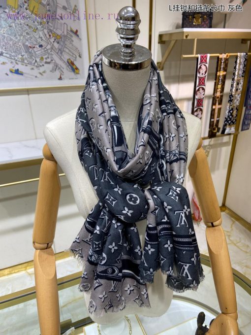 Cashmere Long Scarf Synchronized Sincerely Praising Lvjia L Padlock and Chain Long Scarf, Lohe3kb471 - Image 15