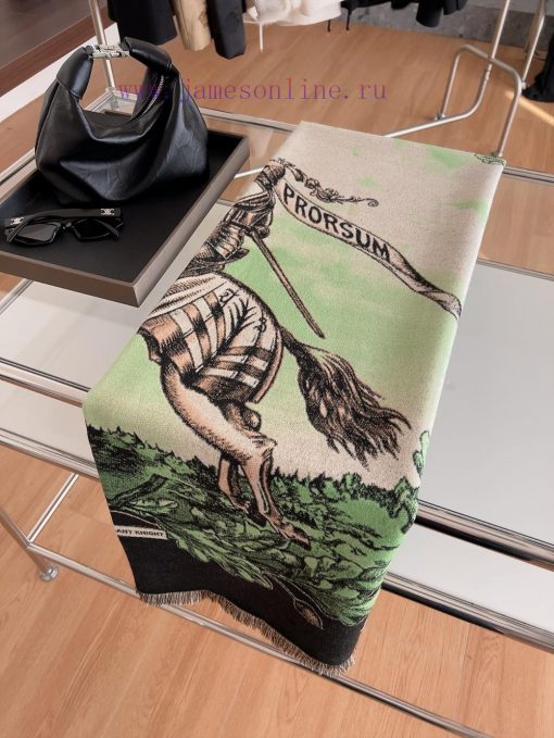 The Burberry oil painting series jacquard war horse knight square scarf shawl war horse knigcj3ywybj - Image 8