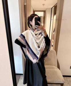 Z-HER-2042140 Square Scarf Double sided Same Autumn/Winter New 140 Velvet Square Scarf, Doub94p6irbz