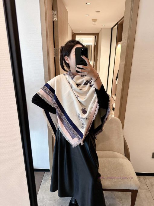 Z-HER-2042140 Square Scarf Double sided Same Autumn/Winter New 140 Velvet Square Scarf, Doub94p6irbz - Image 2