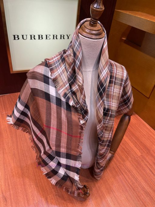 B Fine Grid Double sided Long Scarf Burberry's New Double sided Dual use Grid Pattern Cashme0ommey7s - Image 4