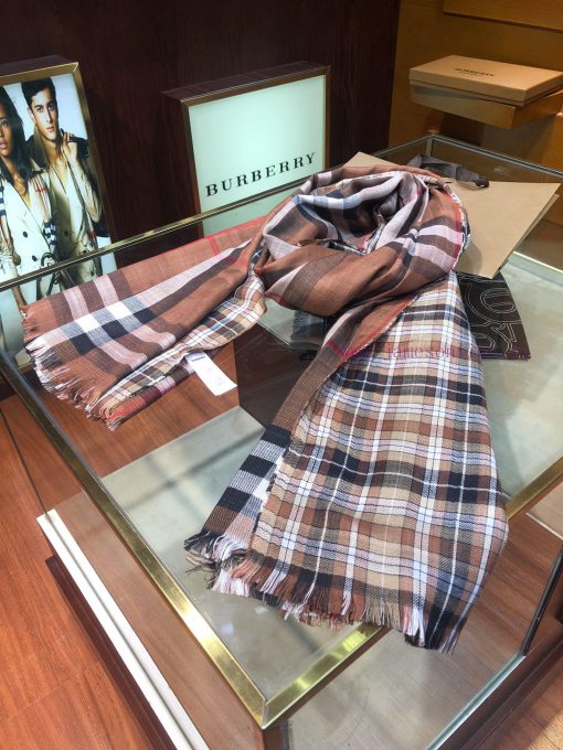 B Fine Grid Double sided Long Scarf Burberry's New Double sided Dual use Grid Pattern Cashme0ommey7s - Image 15
