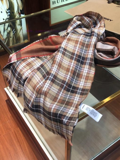 B Fine Grid Double sided Long Scarf Burberry's New Double sided Dual use Grid Pattern Cashme0ommey7s - Image 17