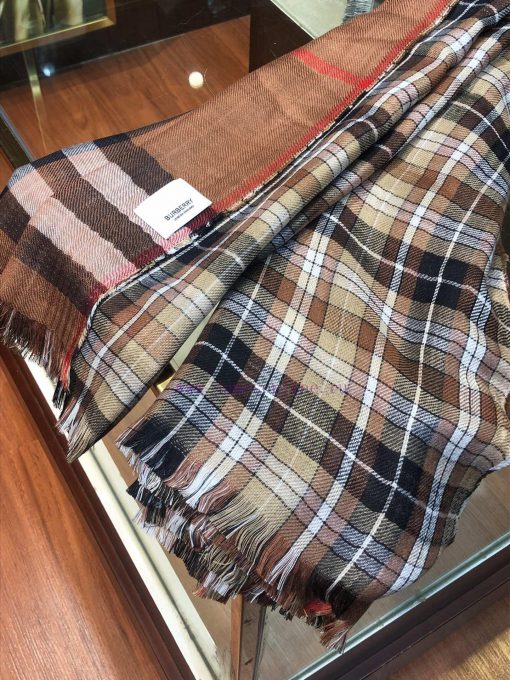 B Fine Grid Double sided Long Scarf Burberry's New Double sided Dual use Grid Pattern Cashme0ommey7s - Image 18