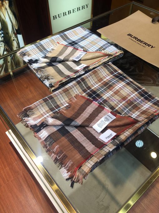 B Fine Grid Double sided Long Scarf Burberry's New Double sided Dual use Grid Pattern Cashme0ommey7s - Image 19