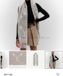 . Grey white, stunning and timeless LV REYKJAVIK cashmere scarf Hot selling item in mainlandscep3tt2