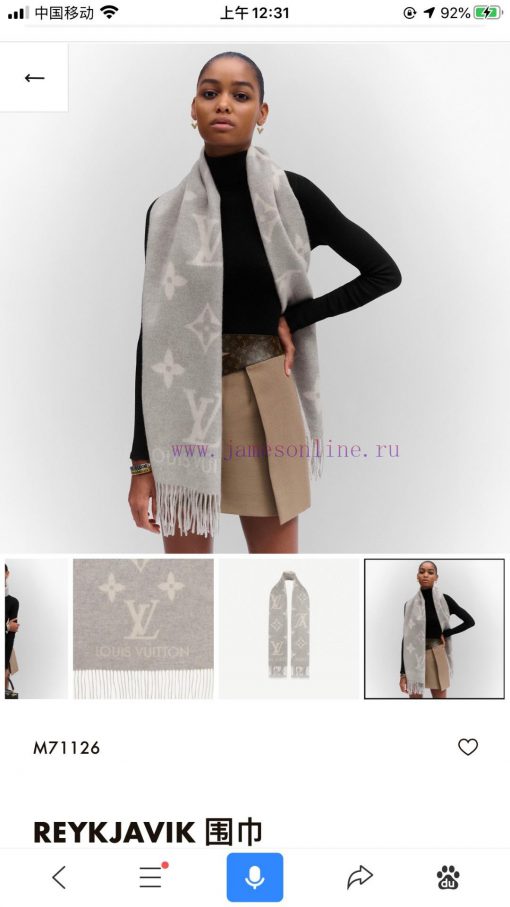 . Grey white, stunning and timeless LV REYKJAVIK cashmere scarf Hot selling item in mainlandscep3tt2