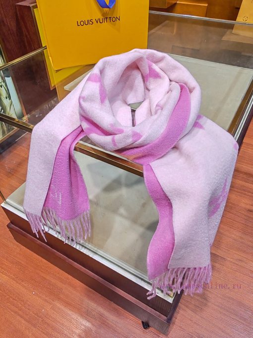 . Pink white, stunning and timeless LV REYKJAVIK cashmere scarf Hot selling item in mainlandnwrbdkip - Image 13