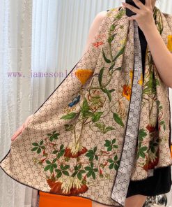 ️ NewGucci Double sided Double color Flower Cashmere Scarf~Super lift color High female cashz828n2l7