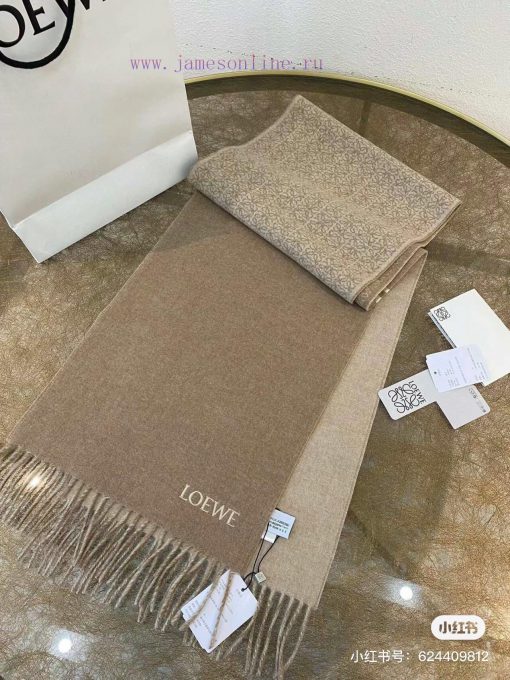 𝐋𝐨𝐞𝐰𝐞 23 New "Window Color Chessboard" Sky BlueSize180x30cm 90% wool 10% cashmereLuoyiwei's mmxvs0cy - Image 2