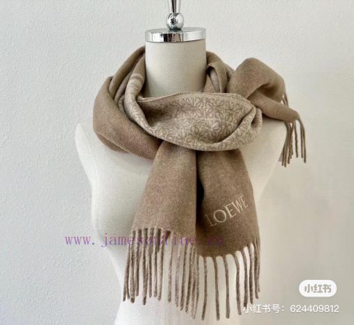 𝐋𝐨𝐞𝐰𝐞 23 New "Window Color Chessboard" Sky BlueSize180x30cm 90% wool 10% cashmereLuoyiwei's mmxvs0cy - Image 3