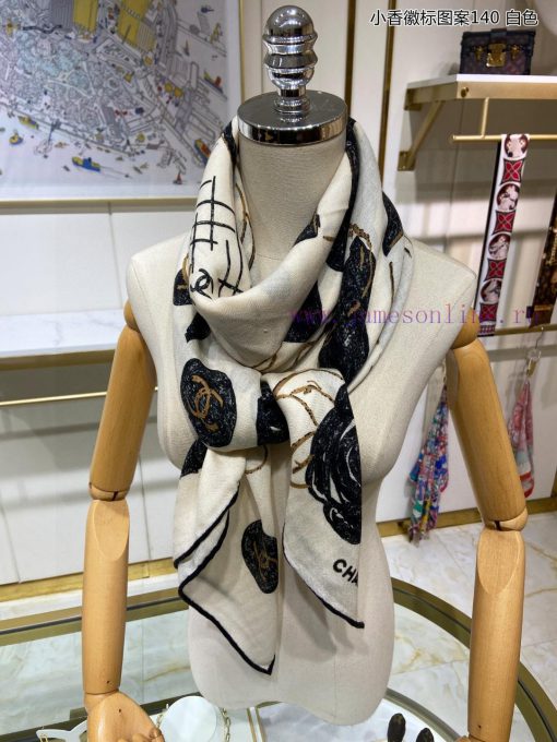 The new Chanel logo pattern 140 cashmere square scarf is highly recommended for VIP customeriq3vvged - Image 6