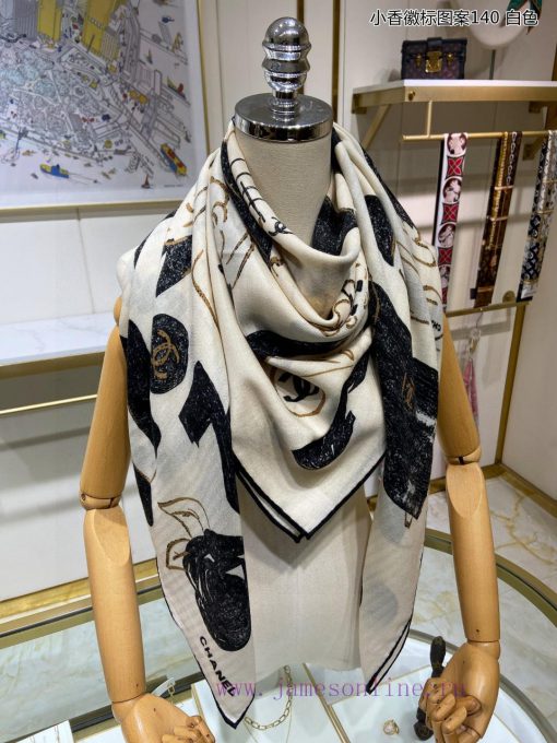 The new Chanel logo pattern 140 cashmere square scarf is highly recommended for VIP customeriq3vvged - Image 16