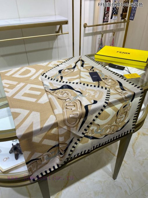 New FD synchronous new FF chain ribbon 140 double-sided same color cashmere printed handkercs7kaz62p - Image 9