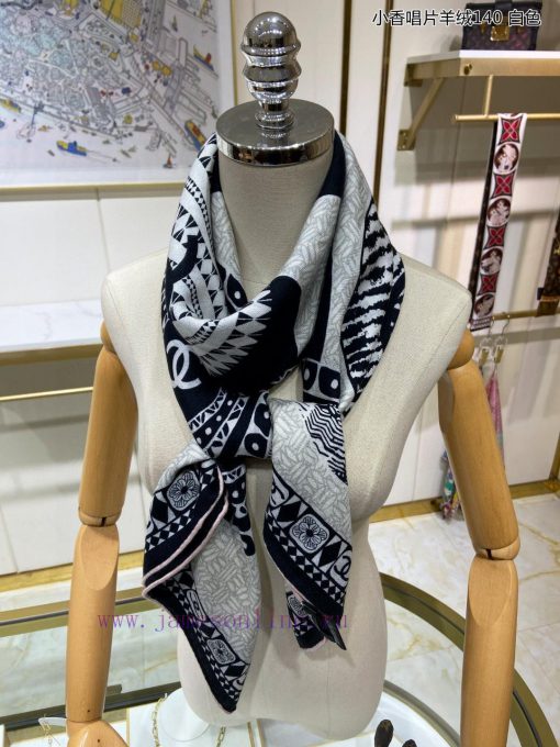 The new Chanel record cashmere 140 cashmere double-sided same color printed square scarf is 2je2ozd6 - Image 6