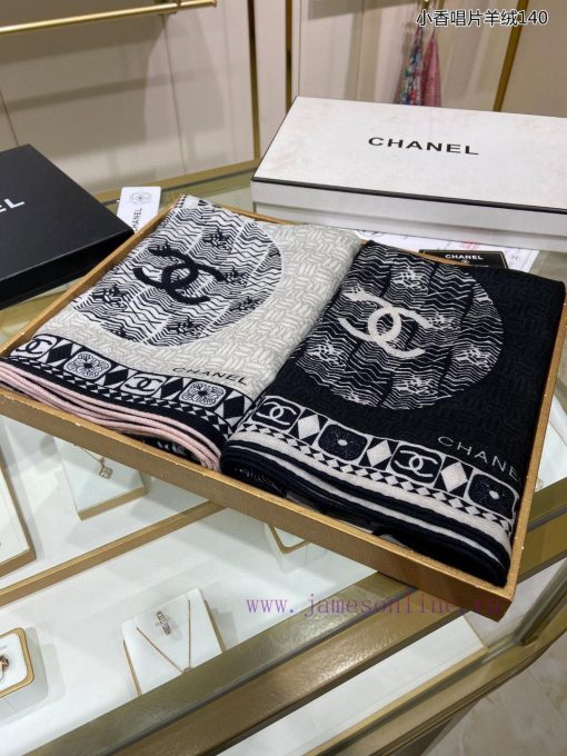 The new Chanel record cashmere 140 cashmere double-sided same color printed square scarf is 2je2ozd6 - Image 12