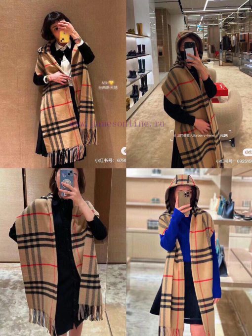 Bur hooded scarf small shawl, Bur classic British plaid hooded scarf small shawl, dual-use sliz4x3ew - Image 11