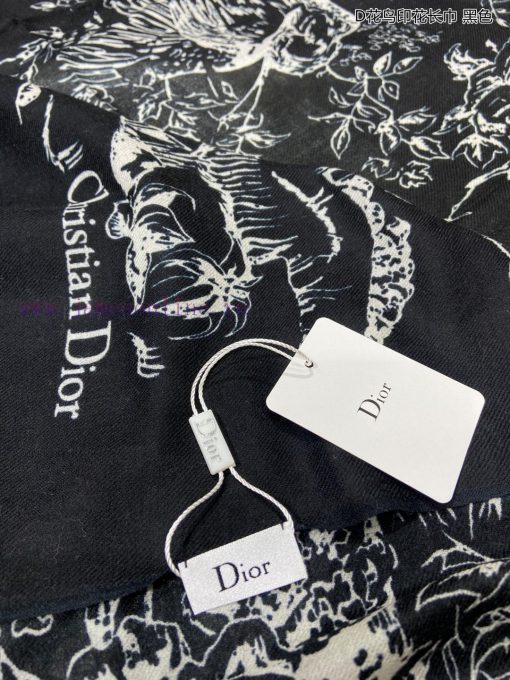Dior's latest flagship D-flower and bird print long scarf, cashmere long scarf, is very easy8j3l94qj - Image 9