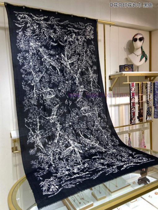 Dior's latest flagship D-flower and bird print long scarf, cashmere long scarf, is very easy8j3l94qj - Image 11