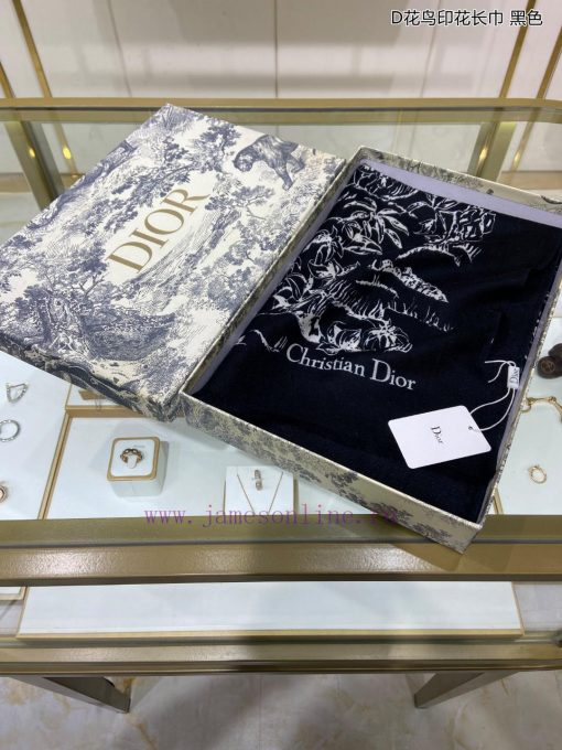 Dior's latest flagship D-flower and bird print long scarf, cashmere long scarf, is very easy8j3l94qj - Image 12