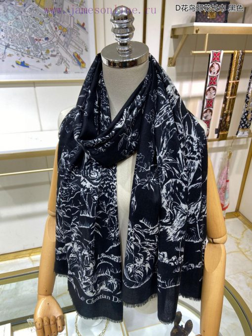 Dior's latest flagship D-flower and bird print long scarf, cashmere long scarf, is very easy8j3l94qj - Image 14